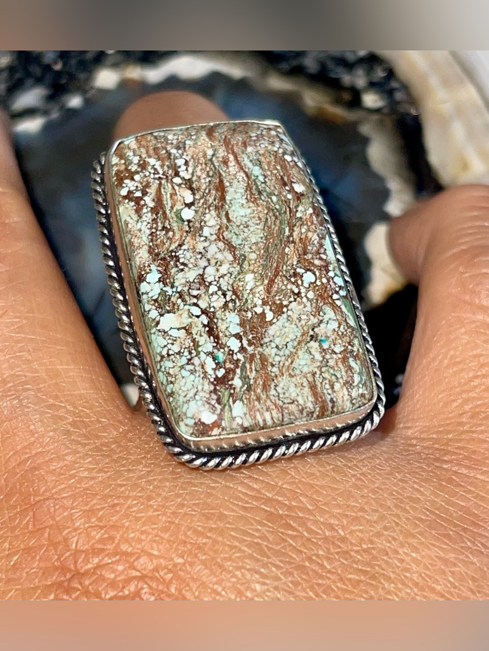 Oversize Dyed Howlite Ring Size 8